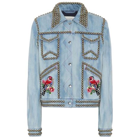 gucci pearl studded denim jacket|Gucci coats for women.